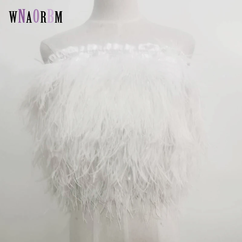 

New 100% natural ostrich hair bra underwear women's fur coat real ostrich fur coat fur mini skirt Suitable for weddings banqquet