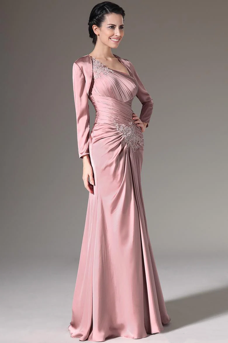 Dusty Rose Mother of the Bride Dress Satin Two-Pieces With Jacket Applique Wedding Party Mother Celebrity Mermaid Prom Gown New