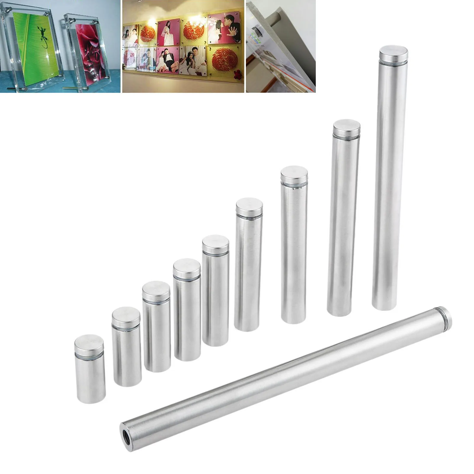 10Pcs/lot 19mm Stainless Steel Advertisement Standoffs Bolts Pin Nails Billboard Fixing Screws Hardware Glass Clamps Fasteners