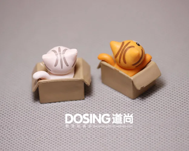 Cartoon Cute Mascot Small Paper Box Cat Yellow Flower Cat Model Landscape Accessories Decoration Figurine Action Figures Toys