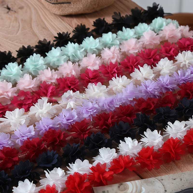 2 yards 30mm chiffon daisy flowers Yarn lace ribbon DIY headwear dress clothing decoration accessories Trim