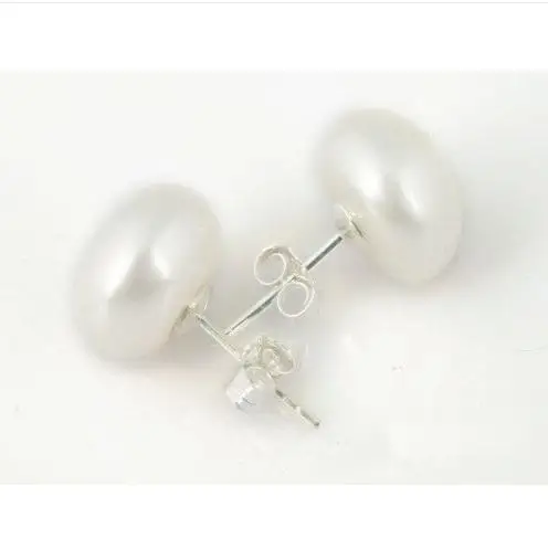 

New Arrival Favorite Pearl White Cultured Pearl Stud Earrings Huge Size 12-13mm S925 Sterling Silver Stud Fine Jewelry Lady Gift