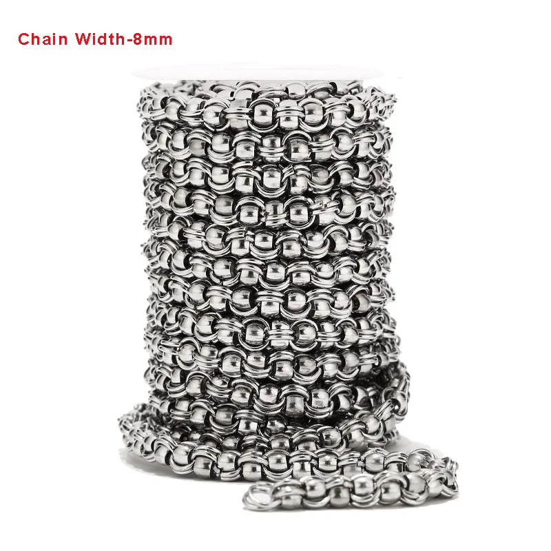 1Meter 8mm Width Handmade Stainless Steel Unwelded Cable Chains Link Chain in Bulk For Necklaces DIY Jewelry Making Top Quality