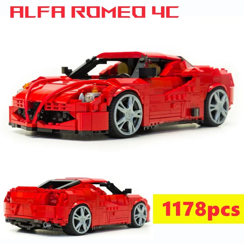 2021 NEW 1178PCS 4C Racing Super Sport Car Fit City Car DIY Model MOC-43098 Building Blocks Bricks Toys for Kids Gifts Birthday