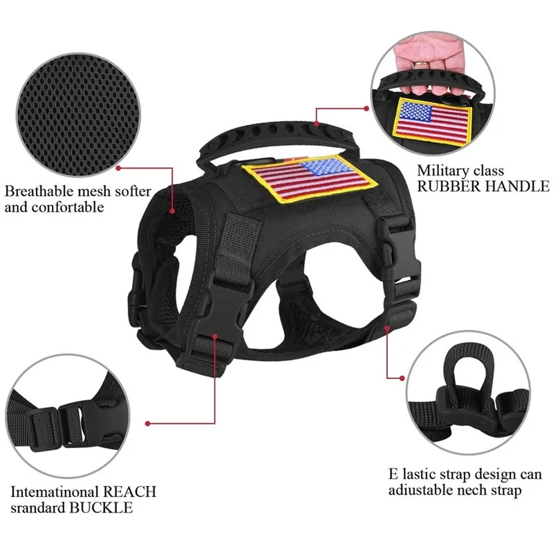 Dog Cloth Tactical Pet Vest Small Cat Harness Military Hunting Shooting Army Training Adjustable Molle Animal