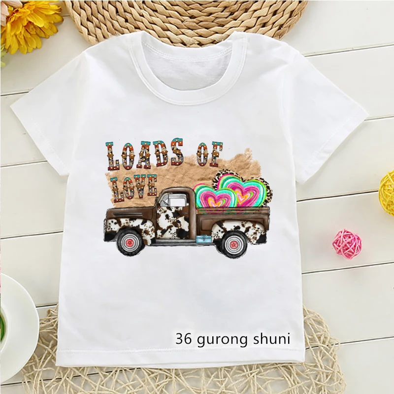 Camisetas con estampado gráfico de camión para niños y niñas, camisetas divertidas de colores con dibujos animados de coches, ropa para niños