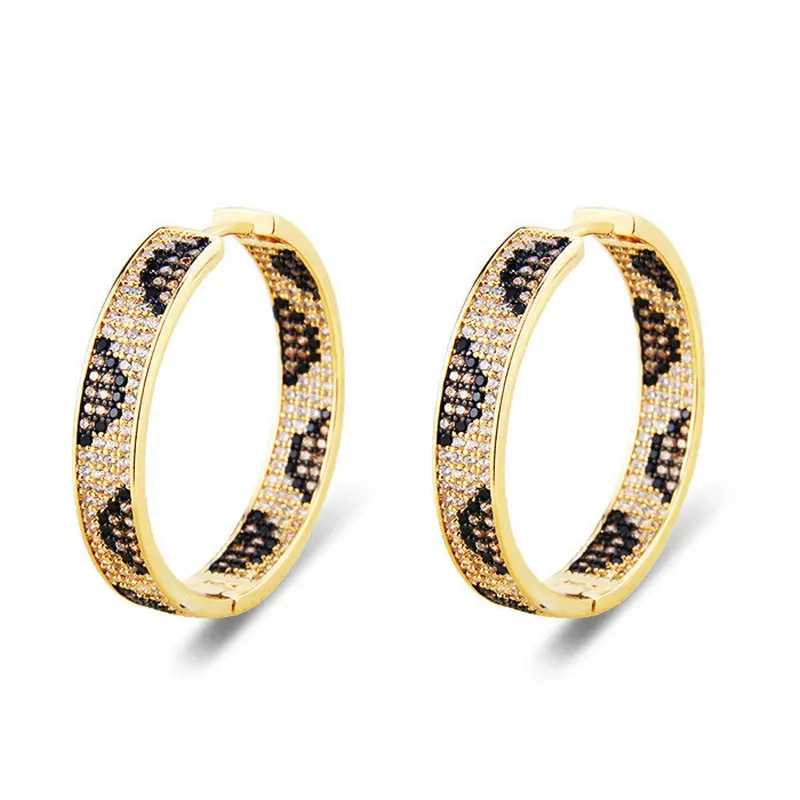 

SINZRY hotsale popuplar jewelry cubic zircon creative leopard texture women CZ hoop earrings