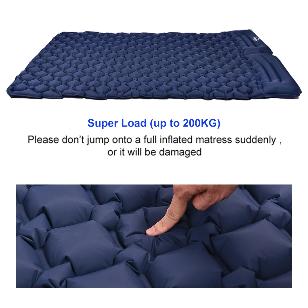 Widesea camping Dubbele Opblaasbare Matras Outdoor Slaapmatje Bed Ultralight Opvouwbare Reizen Luchtmat Kussen Vochtbestendig
