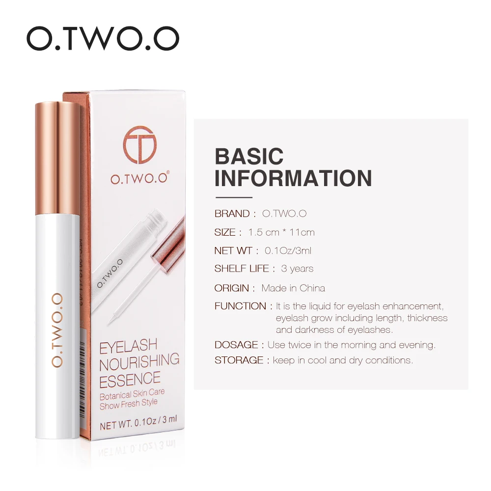 O.TW O.O 100% ทำงานEyelash Growth Serum EssenceสำหรับขนตาEnhancerยาวหนาNourishing Essence 3Ml