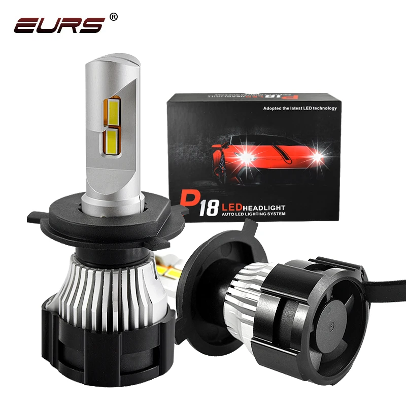 EURS P18 LED Lights H4 LED H7 H11 H8 HB4 HB3 9005 9006 9007 H13 Auto Car Headlight Bulbs H16 5202 P13W 52W 18000LM Auto Headlamp