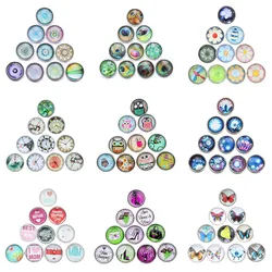 10pcs/lot Interchangeable Snap Jewelry Mixed 18mm Glass Snap Button Fit Snap Bracelet DIY Charms Jewelry