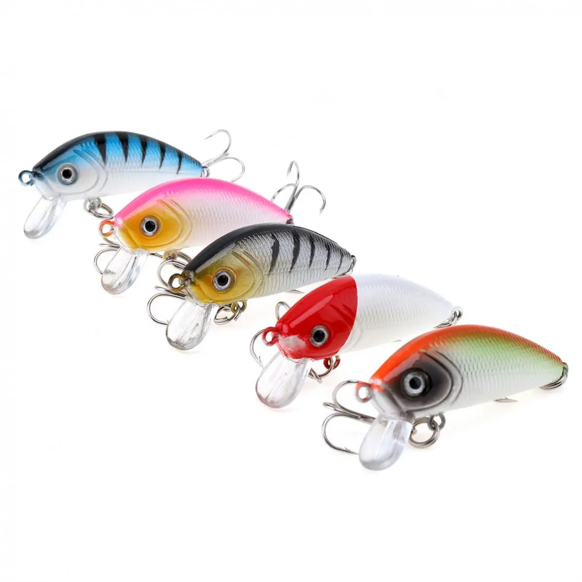 

5pcs/lot Crank Fishing Lures Plastic + Metal 5 Colors 5cm 3.7g Crankbait Simulation Bait Fishing Gear with Box