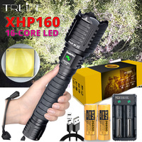 100000000LM XHP160 Most Powerful Flashlight Brightest Lantern Zoomable Light USB Rechargeable Tactical Hunting Torch for Camping