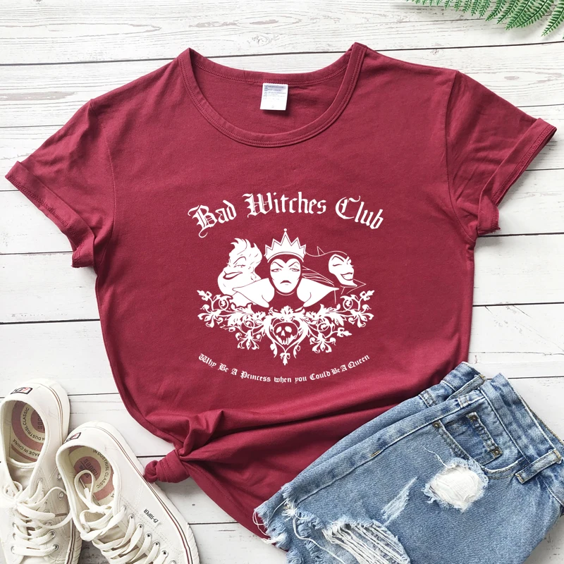 

Bad Witches Club T-shirt Funny Halloween Party Gift Tshirt Fashion Women Witchy Gothic Tee Shirt Top