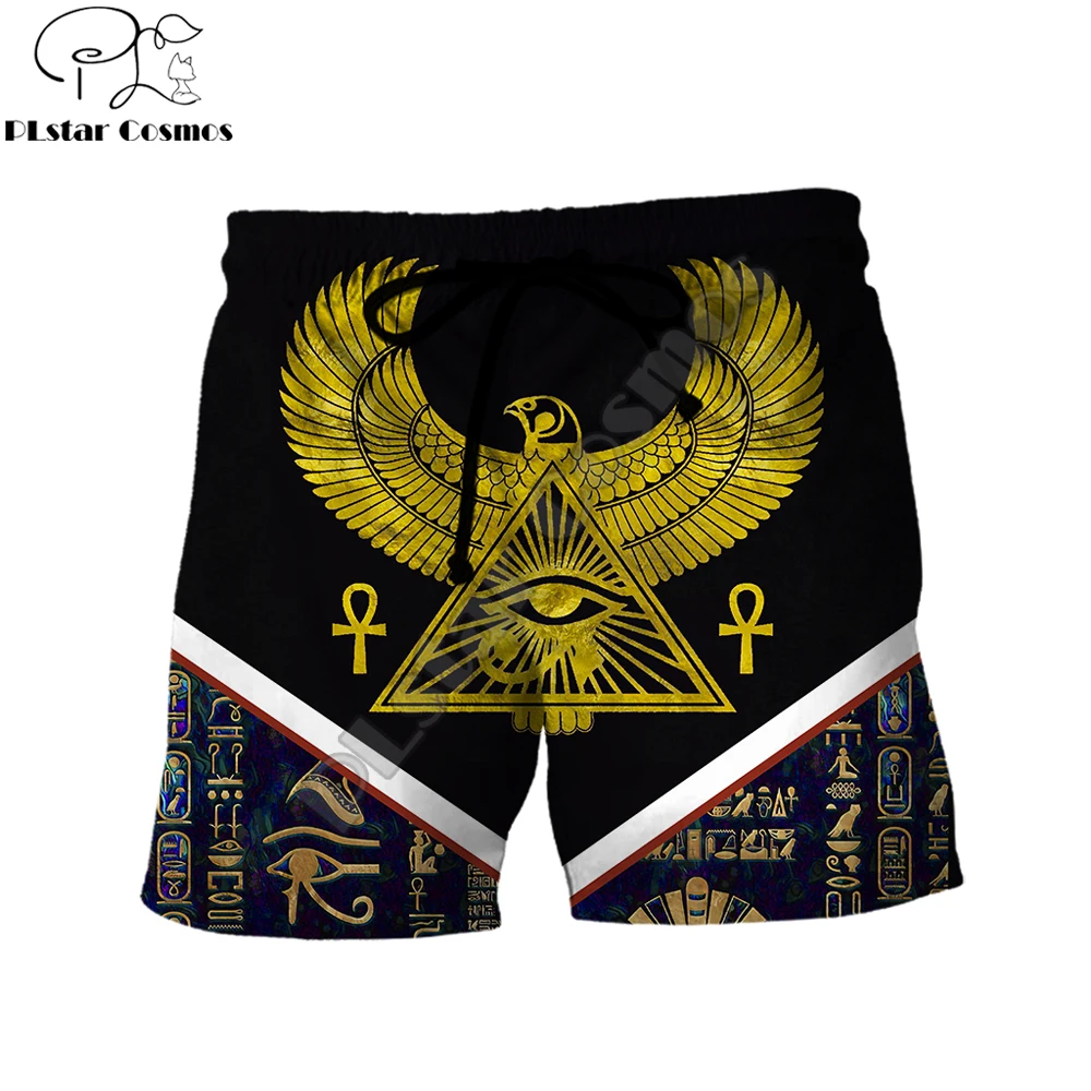 Ancient Egypt Ankh Symbols 3D Printed Mens Shorts Unisex Streetwear Summer Beach Loose Shorts Casual Pants Polyester SDM21