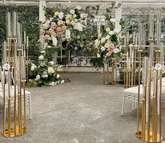 

10pcs)Round acrylic Tubes Aisle Stand Golden Pillars for Baby Shower Party yudao132