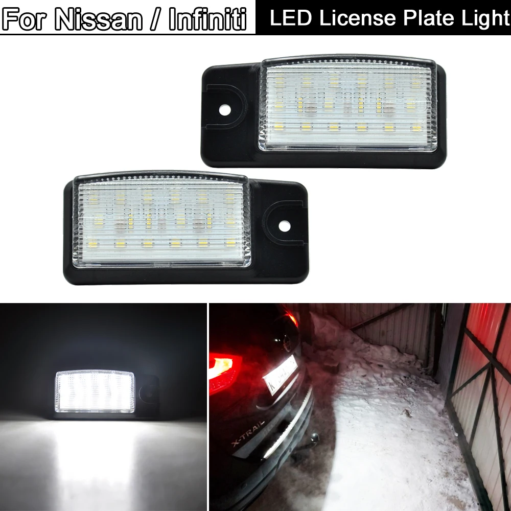 

Светодиодная подсветка номерного знака для Nissan Murano Altima Maxima Rogue X-Trail NV1500 для Infiniti Q45 EX25 EX35 EX37 FX35 FX37 FX50 QX50