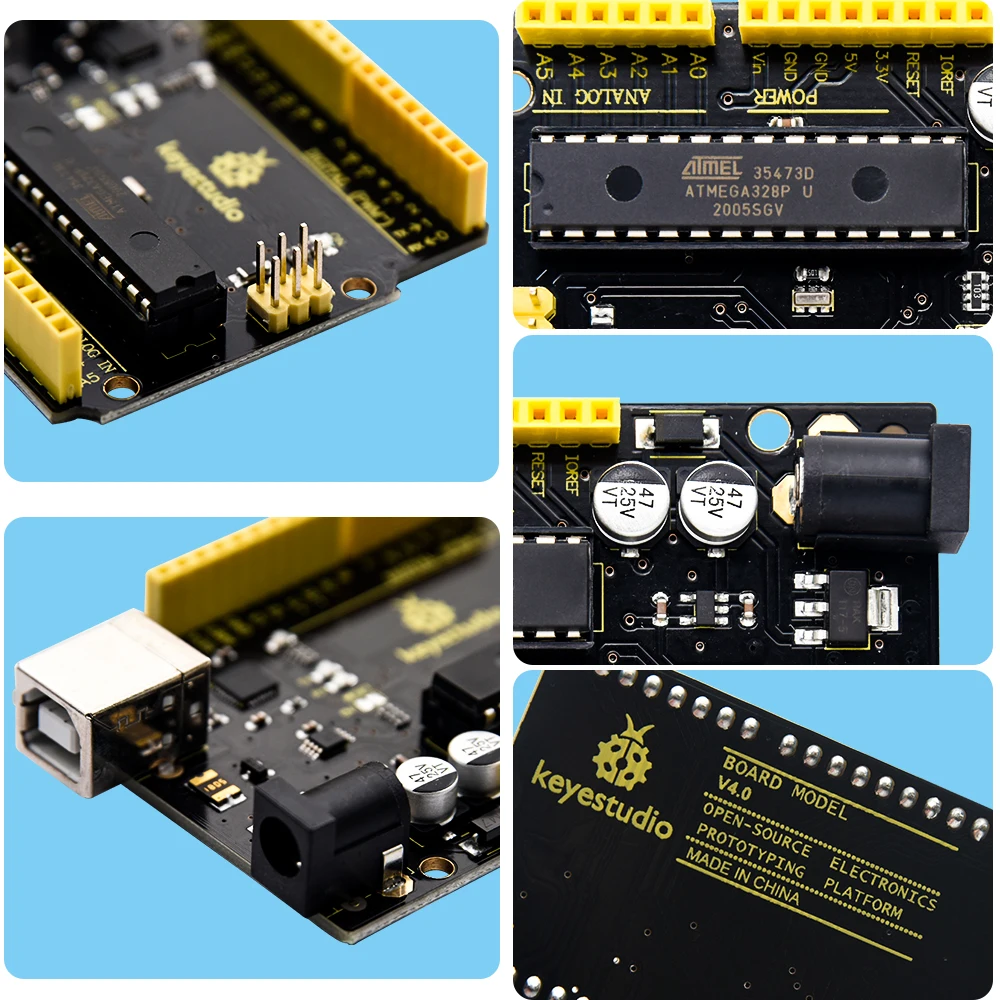 Keyestudio V4.0 Development Board W/USB Serial Chip CP2102 + Cable Compatible With Arduino Uno R3 Gift Box