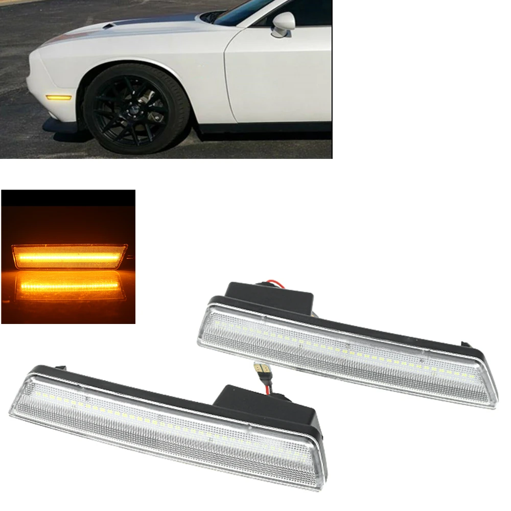 

Front Side LED Marker Lamp For Dodge Challenger 2008-2014/ Charger 2011-2014 Clear Cover Lens Yellow Indicator Turn Signal Light