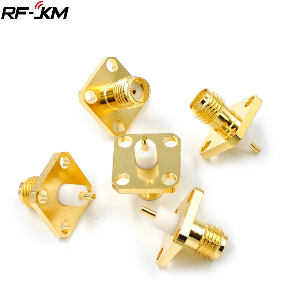 10PCS SMA Female Jack Panel Mount RF Coax Connector Flange Solder Gold plating of copper