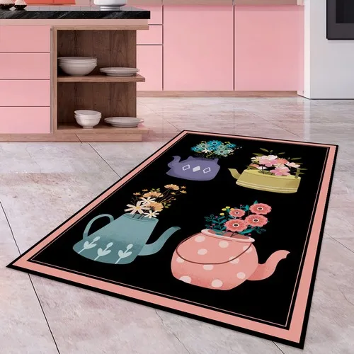 Halıdepo Modern Kitchen Design Carpet Thin Machine Washable Anti-Slip Floor Carpets