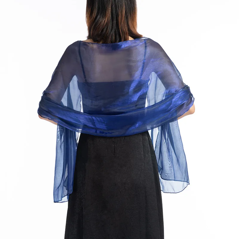 Sexy Transparent Solid Color Yarn Long Shiny Sunscreen Cloak Shade Shawl Female Wedding Bridesmaid Party Evening Dress Scarf T58