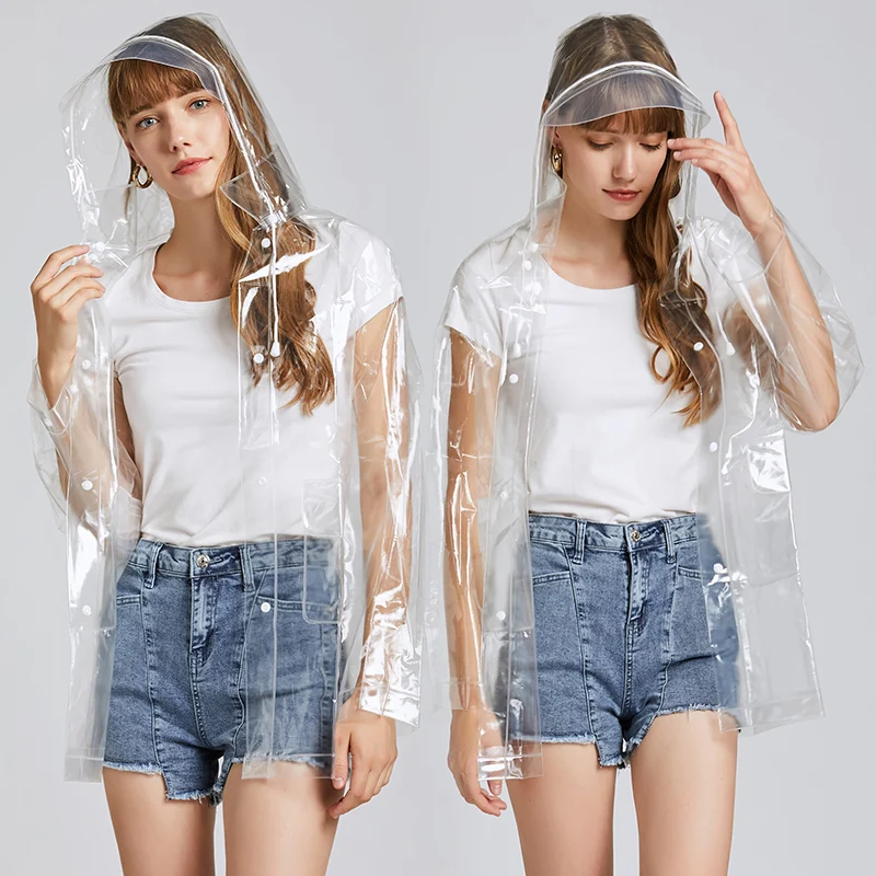 2021 Transparent Short Raincoat for Women Waterproof Jacket Windbreaker Rain Poncho  Outdoors Travel Hiking capa de lluvia