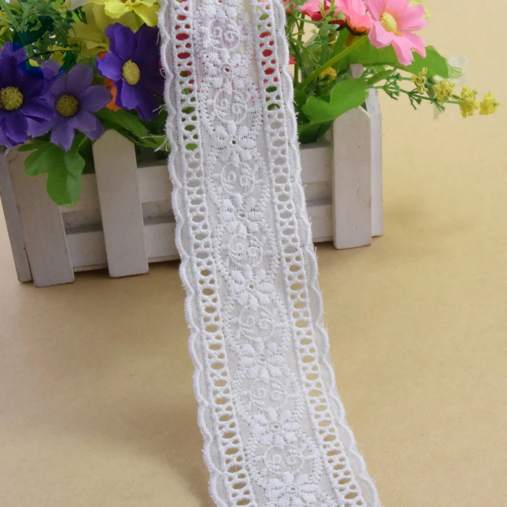 4.7cm Wide 100% Cotton Embroid Lace Sewing Ribbon Guipure Trim Wedding Decoration DIY Dolls Colthes Accessories Lace Edge#4056