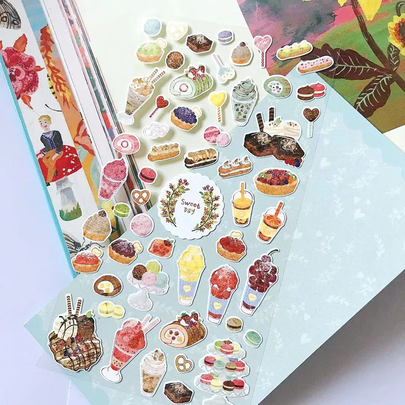 ملصقات كعكة جيلاتو حلوة لطيفة، مواد سكرابوكينغ جمالية لمجلة كوريا، لوازم يدوية ذاتية الصنع، أدوات مكتبية تحت عنوان الطعام