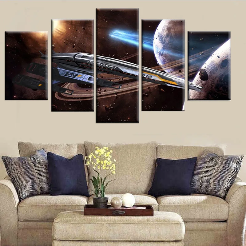 No Framed 5 Pieces Mass Effect Normandy SR-2 Game Wall Art Canvas Posters Picture Painting Home Decor for Living Room Decoration