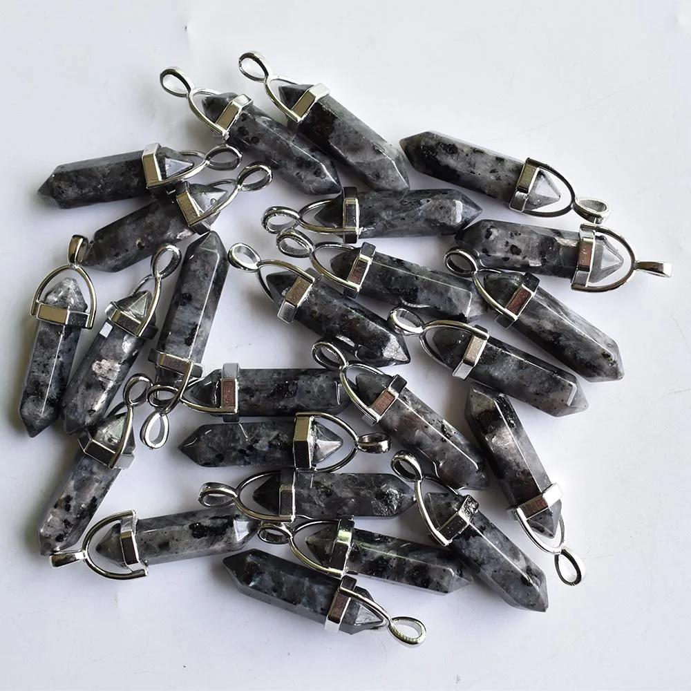 Natürliche schwarze ShimmerStone-Säulenform-Anhänger, Chakra-Anhänger für die Schmuckherstellung, 30 Stück/Los, Großhandel, kostenloser Versand. – Detail 3
