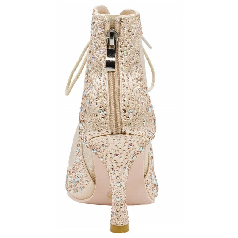 Pratica stivali da ballo OEM donna pelle strass Salsa latina sala da ballo Tango scarpe da ballo 7cm con tacco Gilrs stivali da ballo per feste