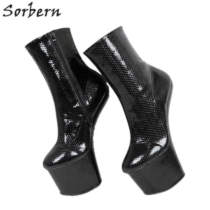 Sorbern Hoof Heels Ankle Boots For Womens Black Matte Unisex Night Club Boot Drag Queen Lady Gaga Shoes Multi Colors