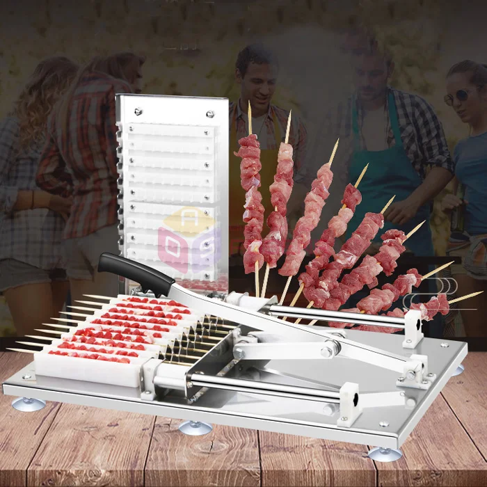 High-Quality Manual Satay Skewer Machine BBQ Stainless Steel Mutton Kebab Lamb Skewer Tools Doner Kebab Meat Wear String Machine