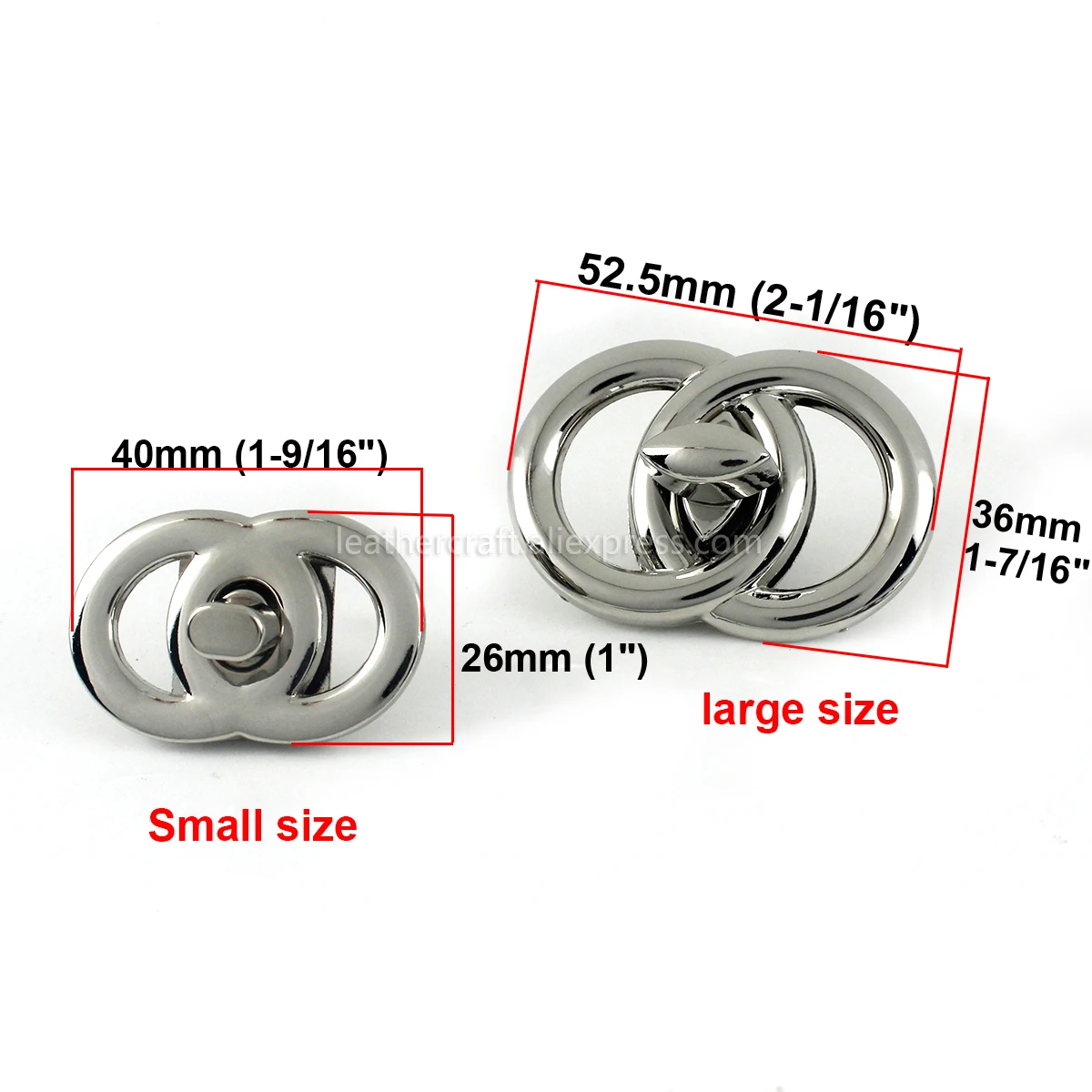 Metal Double circle Twist Turn Lock Clasp Buckle for Leather Craft Women Bag Handbag Purse DIY Hardware Accessories