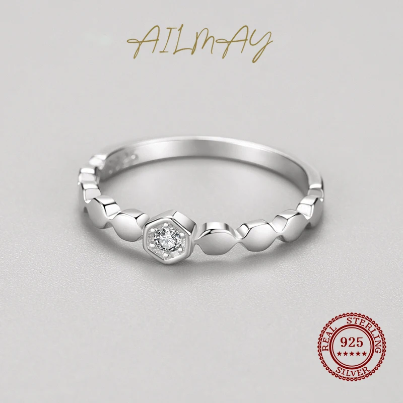 Ailmay 100% 925 فضة موضة العسل تألق تشيكوسلوفاكيا خواتم للنساء الزفاف بيان غرامة رومانسية الفضة والمجوهرات