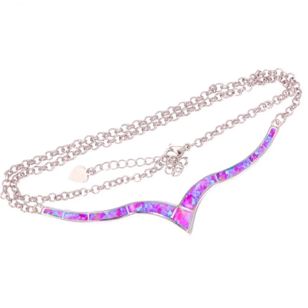 Vintage Women Pendant Simple Inlaid Opal Necklace For Women Wedding Chain On The Neck Jewelry Accessories