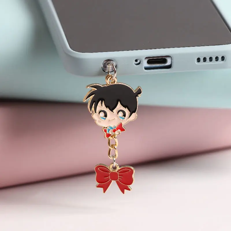 Conan Anime Dust Plug Charm Kawaii Type C Charging Port For iPhone  3.5mm Earphone Jack Plug Stopper Couple Phone Pendant