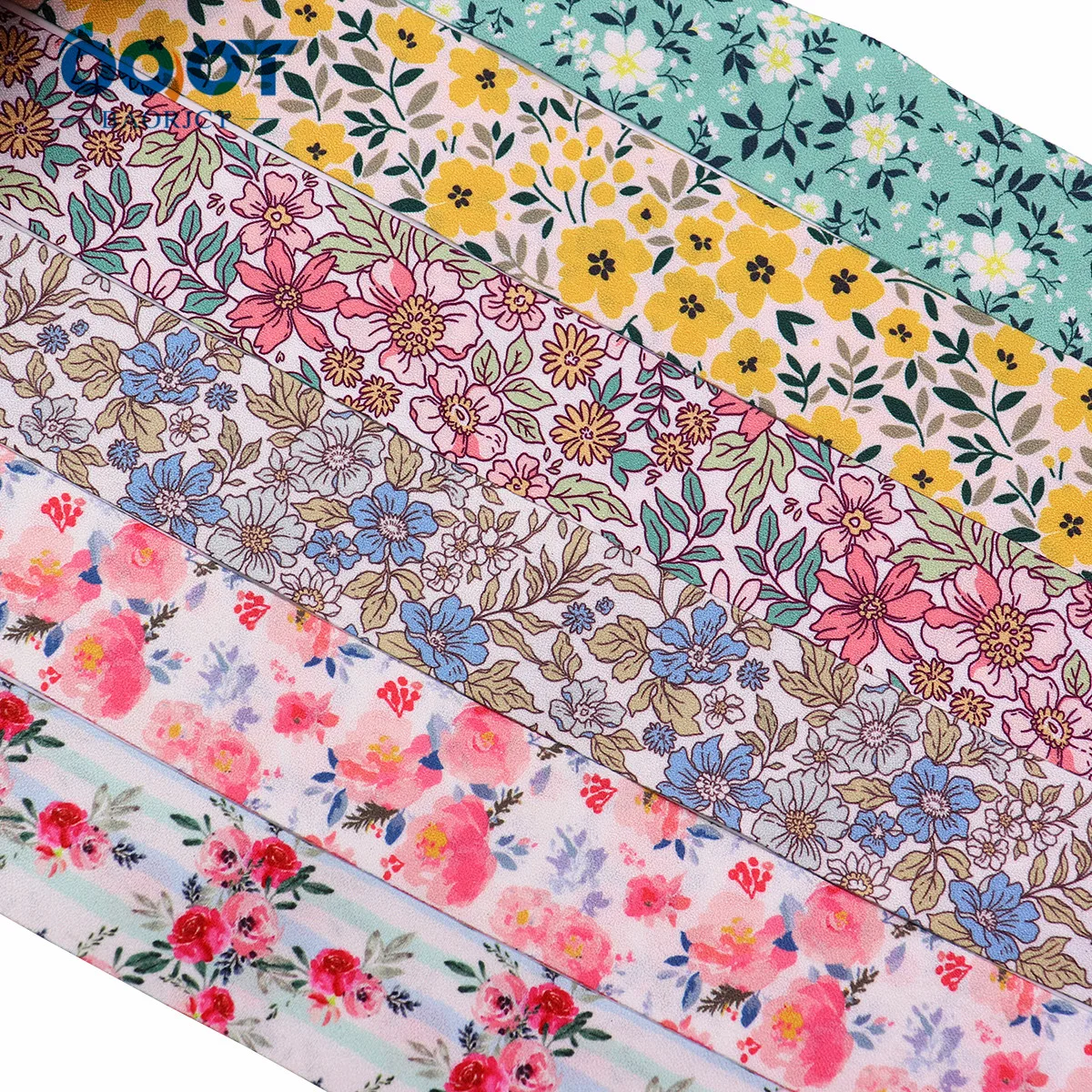 Spring Flowers Double-sided Fabric Ribbons 211130-3 5 Yards for Gifts Wrapping Crafts DIY Handmade Bow Hair Ornament Ribbon