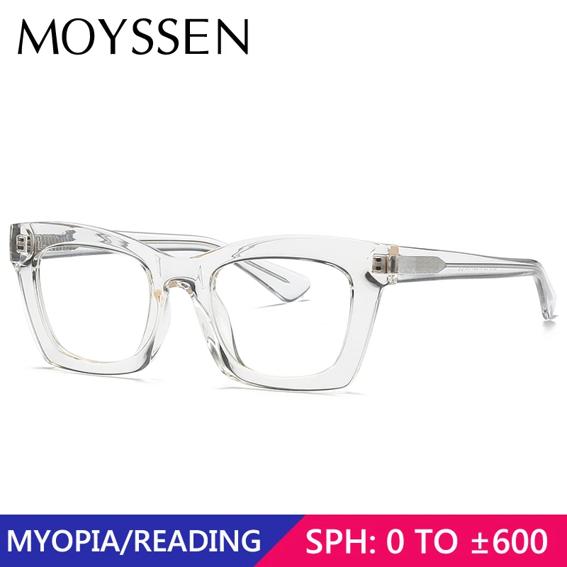 Men's Brand Design Fashion Square Transparent Thick Frame Optical Myopia Glasses Women Vintage Pin Inserting Diopter Eyeglasses