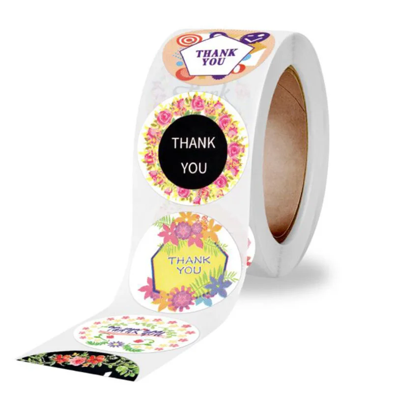 500 Pieces/Roll Child Reward Sticker Flower Thank You Sticker Label Wedding Party Craft Gift Decoration Stationery Sticker