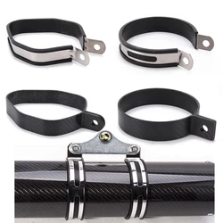 Carbon Fiber Stainless steel Holder Clamp Fixed Ring Hanger Mount Support Bracket for Motorcycle Exhaust Muffler pipe