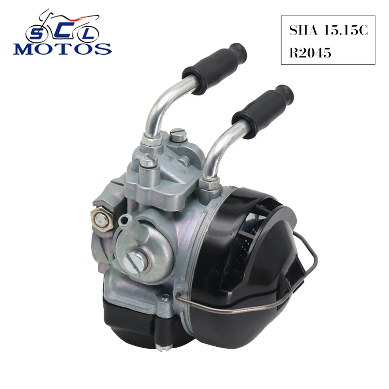 Sclmotos- 15mm Motorcycle Carburetor Carb Dellorto SHA 15.15 C with Cable Choke R2045 Moped 50cc 70cc 90cc For MBK 51 NEUF