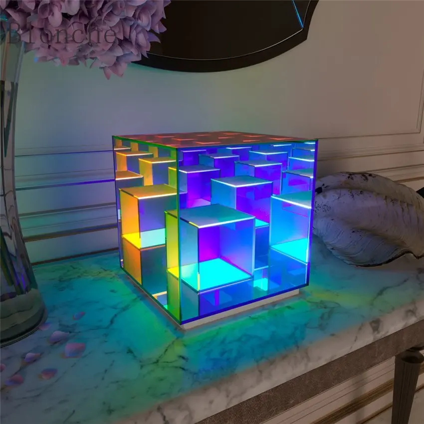 

Nordic LED Table Lamp Rubik's Cube Box USB Desk Lamp Magician Lamp Living Room Home Decoration Bedside Colored Lighting Fixtures