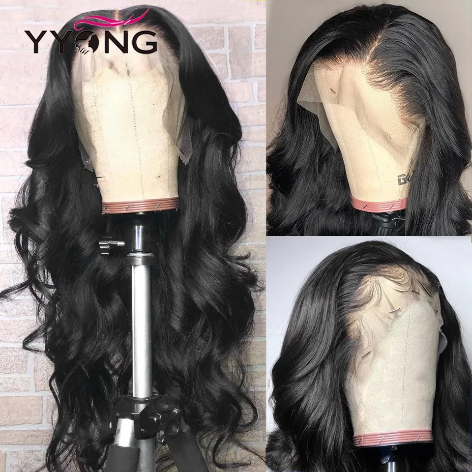 Yyong-Perruque Lace Front Wig Body Wave Naturelle, Cheveux Humains, 13x6, 5x5, 6x6, Pre-Plucked, Transparent HD 250%, pour Femme