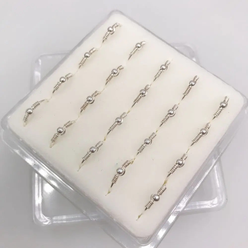 20Pcs/Box New Striking Sterling Silver Coil&Ball Hoop Nose Ring Body Piercing Jewelry Pircing Nariz Aro Nariz Piercing Nez