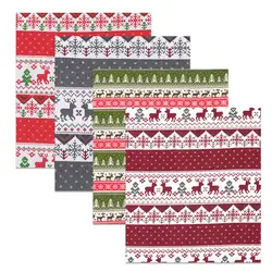 70x45CM Green Red Gray Fabric Christmas Deers Snowflake Trees Pattern for DIY Sewing Bedding Sheets Handmade Home Decor Textile