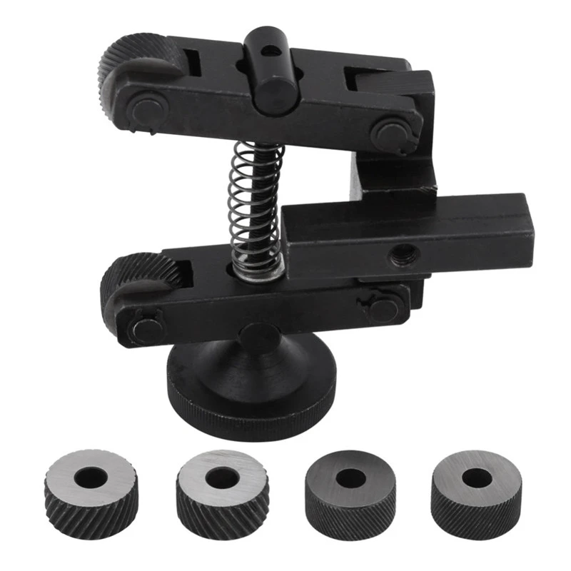 Black Knurling Knurler Tool Set Holder Linear Knurl Tool Lathe Adjustable Shank With Wheels Lathe Tools