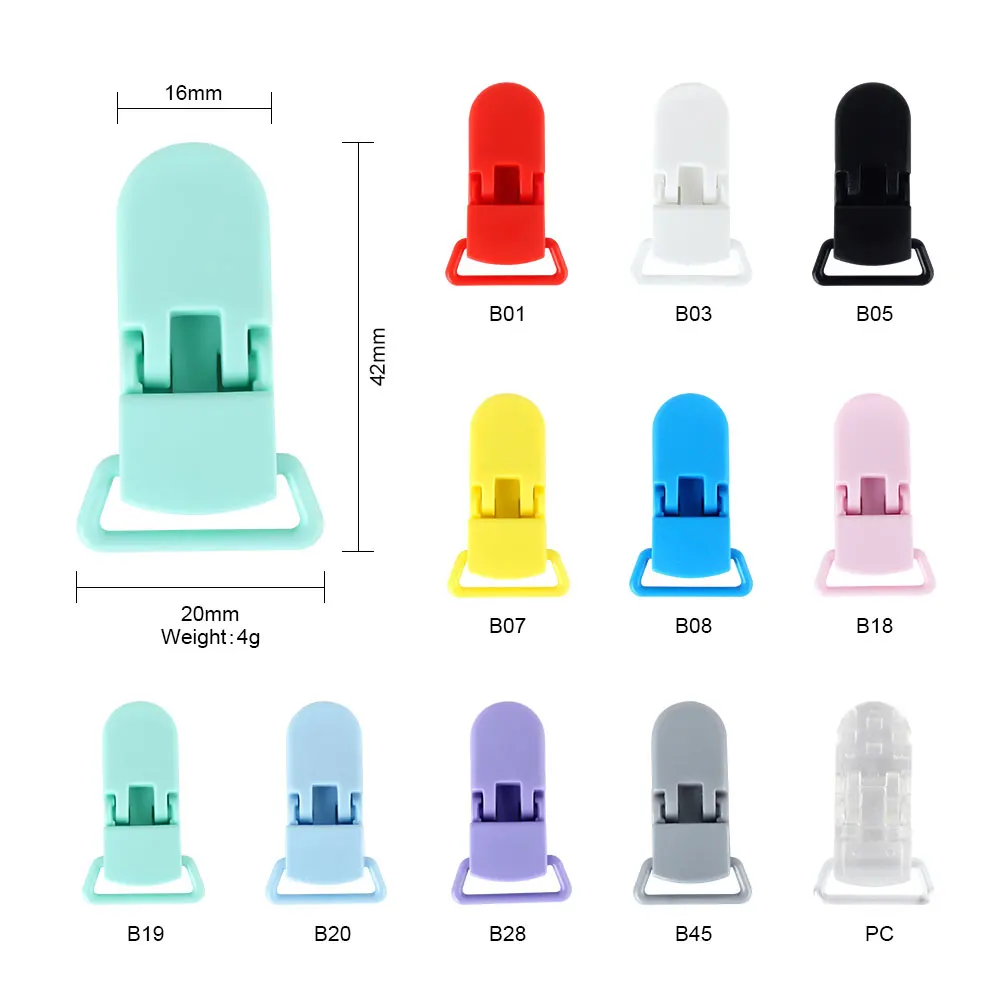 Zestaw 20 szt. Kolorowe klipsy do smoczek dla niemowląt spersonalizowane uchwyt na smoczek do kojącego gryzaka naszyjnik w kształcie kła naszyjniki na prezent