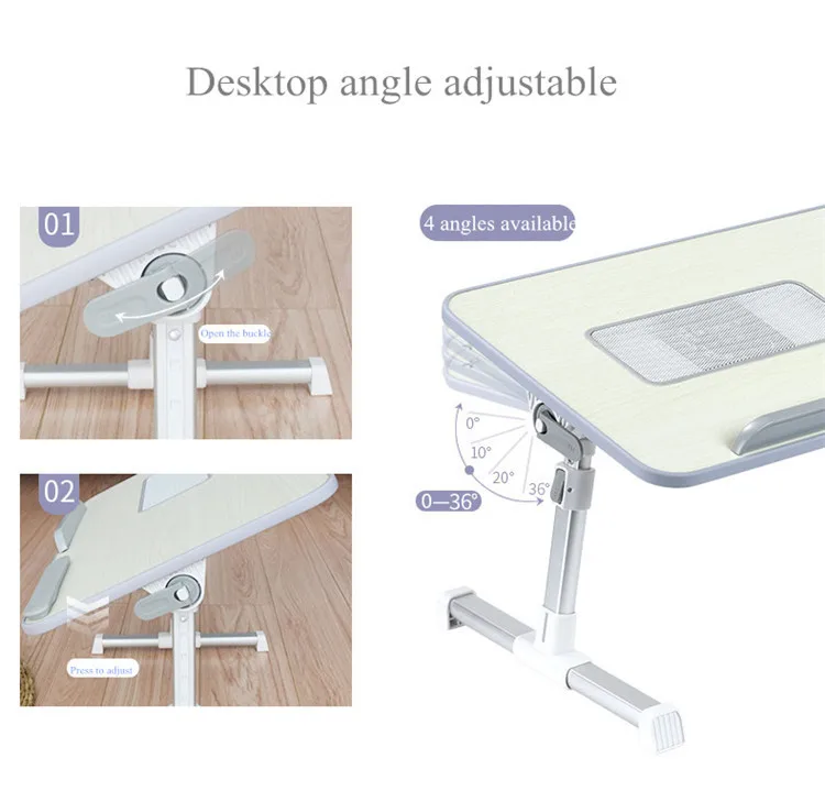 VOW Pets 2021 New Multifunction Simple Folding Laptop Desk With Cooling Fan Lifting Small Table Dormitory Computer Table BedDesk